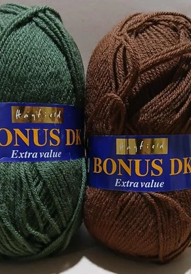 2 HILOS HAYFIELD BONUS DK Bosque Verde y Chocolate 200 gramos en total Foto 1 de 2