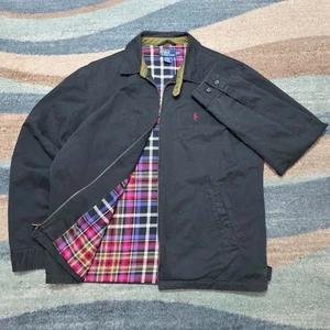 VTG Polo Ralph Lauren Full Zip Black Denim Jacket Herrington Style 2XLT - Picture 1 of 10