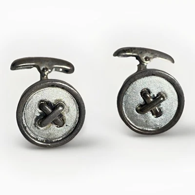 Charles Tyrwhitt 银色 925 袖扣纽扣设计复古 — 第 1/4 张图片