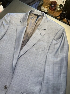 Jos A Bank Signature Collection Blue 42R Glen Check Wool Blazer Pockets sown - Image 1 of 4