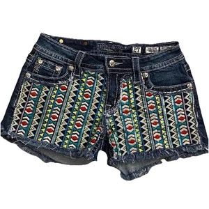 Miss Me Cut Off Shorts Damen 27 verziert Denim bestickt Fransen Boho - Bild 1 von 11