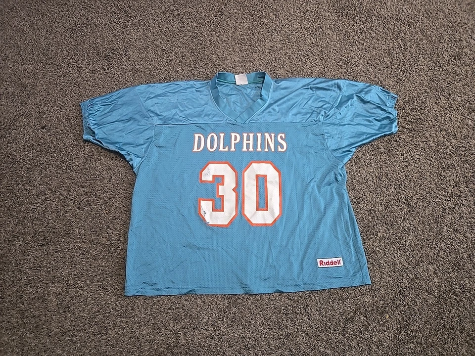 复古 Riddell 迈阿密海豚队球衣青少年 2x #30 足球运动 90 年代 — 第 1/4 张图片