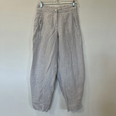 Pantalones al tobillo Stella Carakasi 100 % cáñamo cónicos bronceados elásticos espalda XS Foto 1 de 4