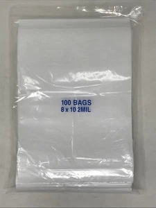 Bag of 100 Uline S-14520W 2mil White Reclosable Poly Bags 8" x 10" - Picture 1 of 3