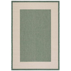 Courtyard Dark Green/Beige 8 ft. x 10 ft. Border Solid Indoor/Outdoor Patio Area - Picture 1 of 12