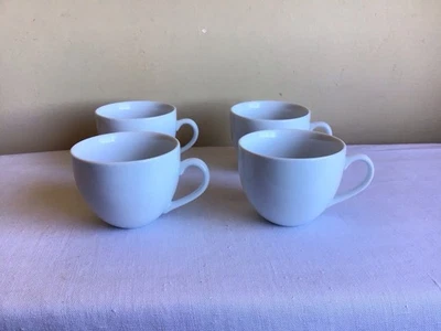 Lot Of 4 Williams Sonoma Brasserie Bistro White Round Coffee Cups Mugs Japan - Image 1 of 4