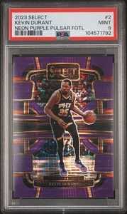 Kevin Durant 2023 Panini Select Neon Purple Pulsar FOTL /5 #2 PSA 9 Pop 1 - Picture 1 of 2
