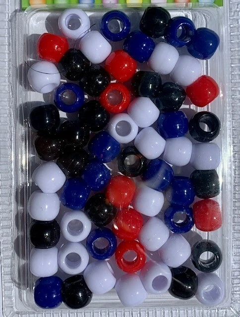 Cuentas medianas estilo Tommy (rojo, negro, azul, blanco) para trenzas, giros, locs, manualidades Foto 1 de 1