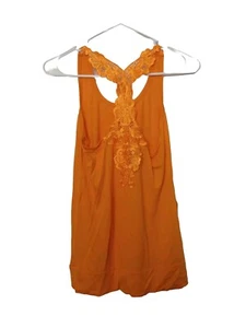 Camiseta sin mangas para mujer naranja RacerBack bordada pequeña - Imagen 1 de 2