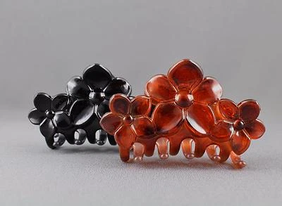 Marrón Negro 2 pinzas para el cabello flor plástico pasador mandíbula garra pinza clip conjunto paquete Foto 1 de 4