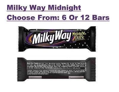 MARS MILKY WAY Midnight, Dark Chocolate Caramel Nougat, 1.76oz Bars, Choose 6 or 12