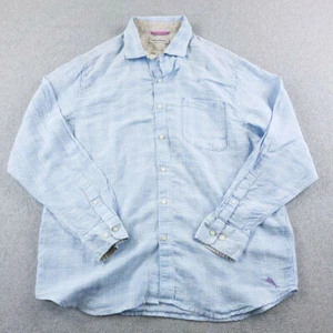 Tommy Bahama Hemd Herren Extra Large XL Blau Kariert Leinen Knopfleiste Freizeit - Bild 1 von 14