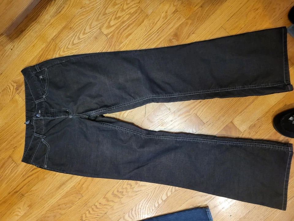 Pantalones bootcut de pana negros/bronce Harley Davidson auténticos para mujer talla 10 Foto 1 de 4
