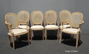 Set of Six Faux Bois Twig Branch Cane Back Dining Room Chairs - Picture 1 of 12