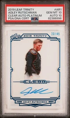 PSA 10 AUTO 10 2019 Leaf Trinity ADLEY RUTSCHMAN Clear Acetate Platinum Foil /45 - Image 1 of 3