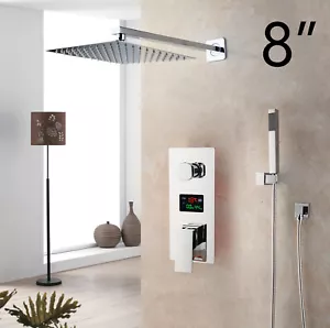 Cabezal de ducha de 8 "2 vías Válvula mezcladora digital Grifo de ducha de mano Soporte de pared - Imagen 1 de 10