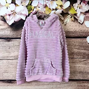 Real Love Little Girls Soft Purple Sparkle Silver Magical Hooded Sweatshirt - Picture 1 of 7