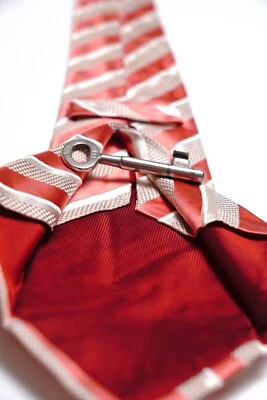 Corbata KITON 7 pliegues rosa blanco rayas hecha en Italia 100% seda Napoli Foto 1 de 4