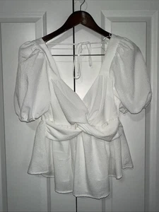 Mi Ami leichte Bluse Puffärmel hinten offen weiß Neu mit Etikett S - Bild 1 von 5