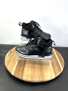 D'Angela DNG Damen-High-Top-Sneaker schwarz Kunstleder UK-Größe 4 Schnürung & Reißverschluss - Bild 1 von 13