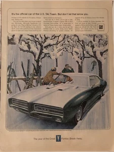 1969 Pontiac GTO PRINT AD Snow Covered - Official Car USA Ski Team VTG 1960s GM - Picture 1 of 5