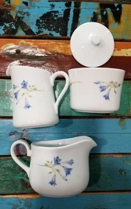 Corning Blue Dusk Creamer, Sugar Bowl w/Lidded & Gravy Boat - Picture 1 of 20