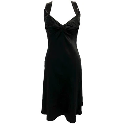 Vestido Formal Midi Correa Cruzada Lentejuelas Seda Negro Calvin Klein Talla M Foto 1 de 4