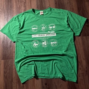 T-shirt da viaggio Jerzees Dri Power Active verde Londra Texas Dublino uomo L - Foto 1 di 6