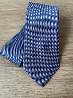 Corbata de diseñador Tommy Hilfiger diseño tejido azul y blanco 100 % seda Foto 1 de 4