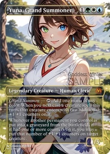 MTG FF - Yuna, Grand Summoner - Fanart Borderless Style - EDH / Playtest - Picture 1 of 3