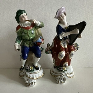 A Pair OF 19TH CENTURY CHELSEA TYPE PORCELAIN Musicians Figures 7.5” - Picture 1 of 21