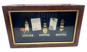 Debbie Macomber Keepsake Wooden Box Jewelry Trinket Storage Nautical Lighthouses - Picture 1 of 9