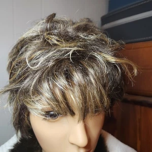 Jon Renau Wig Brown Low Lights Blonde Highlights Nature Blend Modacrylic Fiber R - Picture 1 of 7