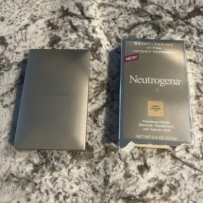 Neutrogena Skin Clearing Oil Free Compact Foundation #110 Warm Caramel RARE  - Image 1 of 3