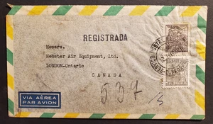 1948 Brazil Registered Air Mail Rio de Janeiro, Brazil to Canada - Bild 1 von 2