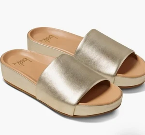 Nuovi sandali donna BEEK platino pellicano plateau pelle slide taglia 9 - Foto 1 di 8