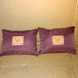 Lot of 2 Will Leather Goods Miniature Travel Accent Pillow Burgundy 6x4 - Picture 1 of 6