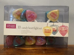 Vintage New String 10 Iridescent Conversation Candy Heart Lights Valentines Day - Picture 1 of 5