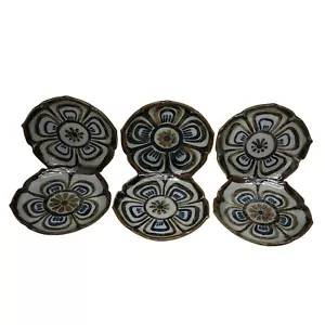 6 Ken Edwards El Palomar Mexican Tonala Pottery Lotus Salad Plates 8 1/4" - Picture 1 of 11