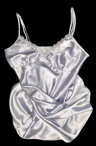 ADONNA Nachthemd lila glänzend rutschig Satin Spitzenbesatz Nachthemd M - Bild 1 von 15