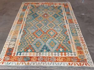 TASH Vegetable Dyed Handmade Afghan Tribal Pure Wool Chobi Kilim Rug 240x180 cm - Picture 1 of 12