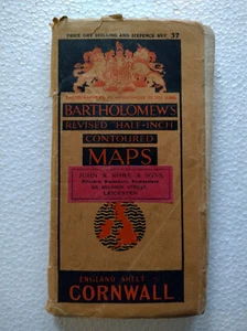 Vintage Bartholomäus überarbeitete halbe Zoll konturierte TUCH Karte braune Abdeckung - Bild 1 von 1