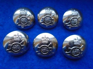 6 X ROYAL ARTILLERY 25MM ANODISED GOLD MILITARY BUTTONS - Picture 1 of 4