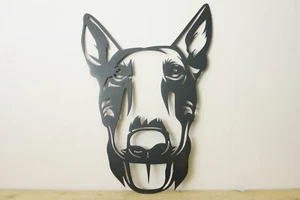Bullterrier Kopf Metall Gesicht Wandbild / Garten Skulptur - Bild 1 von 3