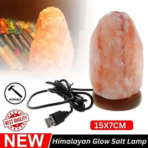 USB Himalayan Salt Lamp Natural Crystal Cord Large Rock Shape Night Light AU - Picture 1 of 12