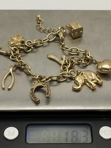 Gold Plated Vintage Charm Bracelet - Picture 1 of 8