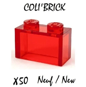 Lego 3065 - 50x Briques Brick 1x2 without Bottom - Trans red - 35743 - New Neuf - Photo 1/1