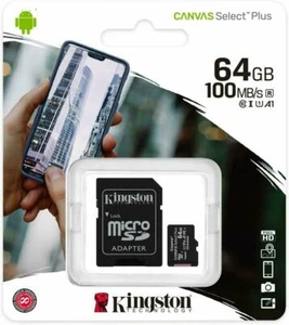 MICRO SD KINGSTON CLASSE 10 MICROSD+ADAPTER MEMORY CARD 64GB SCHEDA TRANSFLASH - Foto 1 di 2