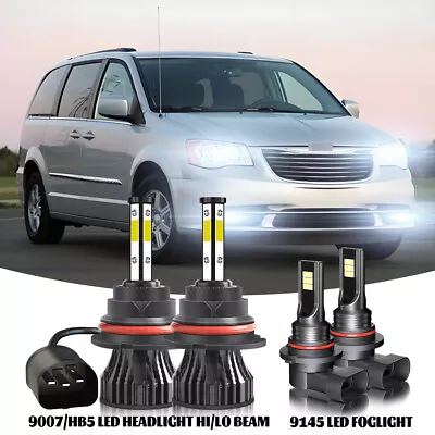 For Chrysler Town & Country 2005-2007 6000K LED Headlight Hi/Lo+Fog Light Bulbs - Image 1 of 4