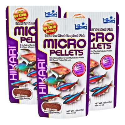 Hikari Micro Pellets Small Tropical Fish Food Semi-Floating Freshwater 45gx3